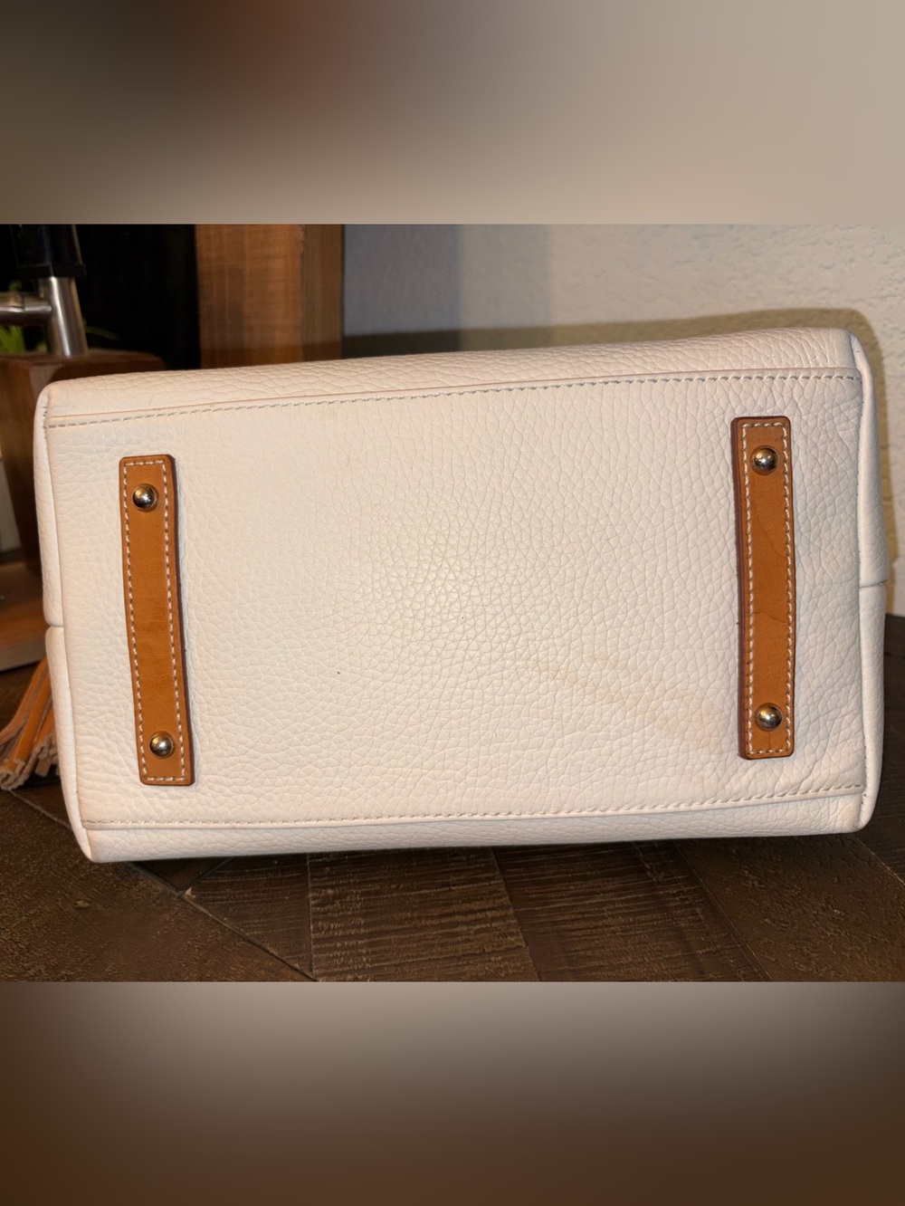 ✨ Dooney & Bourke Pebbled Leather Satchel | Ivory Cream | Tassel Detail | NWOT - Picture 10 of 12